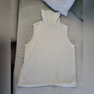 CANADIAN MADE Cotton Blend Sleeveless Turtleneck Knit Top Size Large Vin…